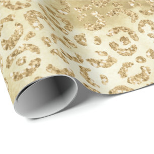 Gold Glam Glitter Leopard Print Cadeaupapier