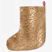Gold Glam Glitter Leopard Print Grote Kerstsok (Achterkant)
