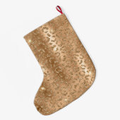 Gold Glam Glitter Leopard Print Grote Kerstsok (Achterkant (Hangend))