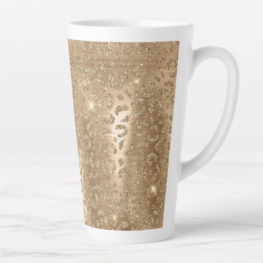 Gold Glam Glitter Leopard Print Latte Mok (Rechts)
