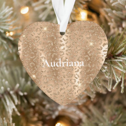 Gold Glam Glitter Leopard Print Ornament (Boom)