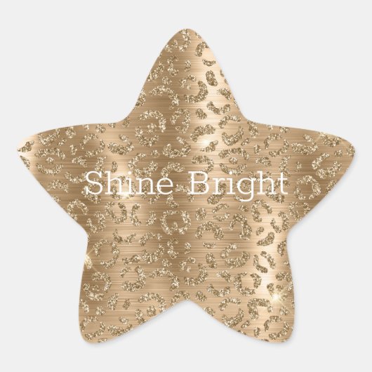Gold Glam Glitter Leopard Print Ster Sticker (Voorkant)