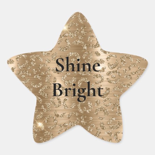 Gold Glam Glitter Leopard Print Ster Sticker (Voorkant)