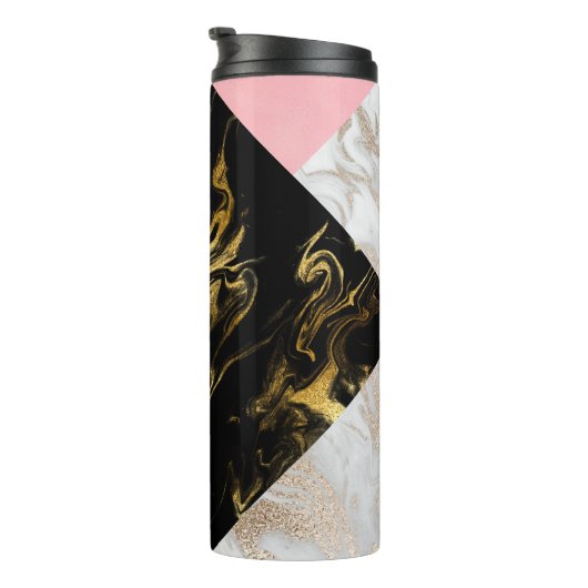 Gold Glam Glitter Marble Thermosbeker (Geroteerd rechts)