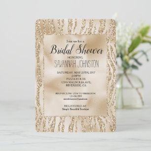 Gold Glam Glitter Zebra Animal Vrijgezellenfeest Kaart