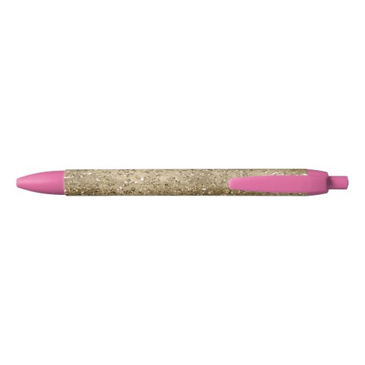 Gold Glam Glitzy Glitter Leopard Print Zwarte Inkt Pen (Achterkant)