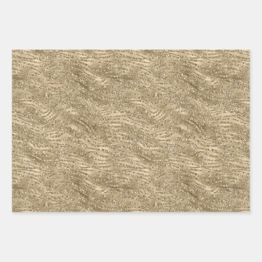 Gold Glam Glitzy Glitter Leopard Zebra Afdrukken Inpakpapier Vel (Voorkant 2)
