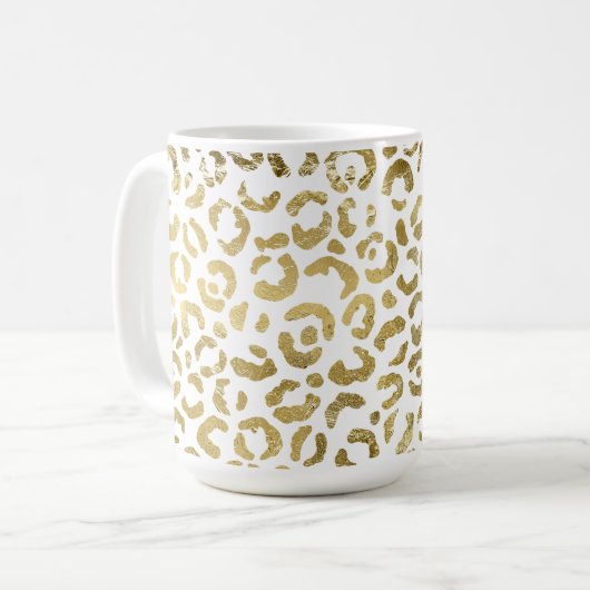 Gold Glam Leopard Print Koffiemok (Voorkant links)