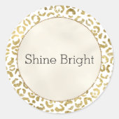 Gold Glam Leopard Print Ronde Sticker (Voorkant)