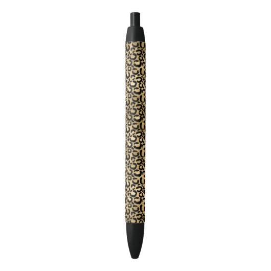 Gold Glam Leopard Print Zwarte Inkt Pen (Voorkant Verticaal)
