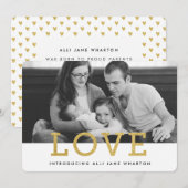 Gold Glam Love | Faire-part de naissance photo mod (Devant / Derrière)