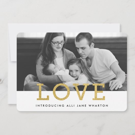 Gold Glam Love | Faire-part de naissance photo mod (Devant)