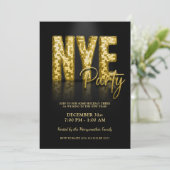 Gold Glam New Years Eve Party Disco Kaart (Staand voorkant)