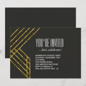 Gold Glam Party Invitation Kaart (Voorkant / Achterkant)
