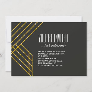Gold Glam Party Invitation Kaart