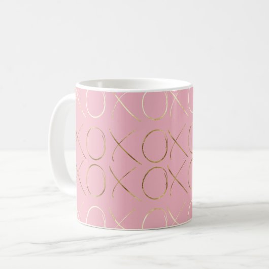 Gold Glam Pink XOXO Koffiemok (Voorkant links)