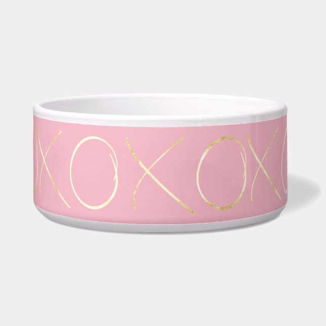Gold Glam Pink XOXO Voerbakje (Voorkant)