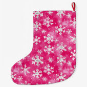 Gold Glam Roze Witte Sneeuwvlokken Kerstmis Grote Kerstsok (Achterkant)