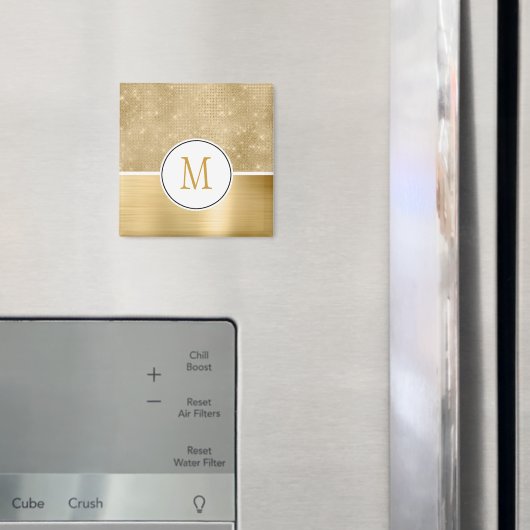 Gold Glam Sparkle Monogram Magneet (Insitu (Koelkast))