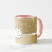 Gold Glam Sparkle Monogram Mok (Voorkant rechts)