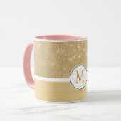 Gold Glam Sparkle Monogram Mok (Voorkant links)