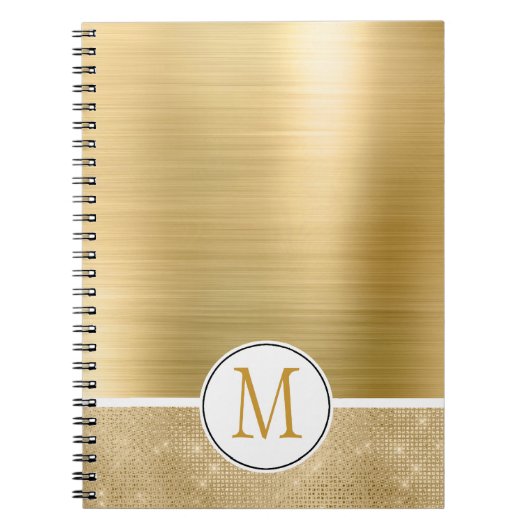 Gold Glam Sparkle Monogram Notitieboek (Voorkant)