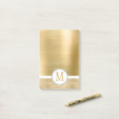 Gold Glam Sparkle Monogram Post-it® Notes (Op bureau)