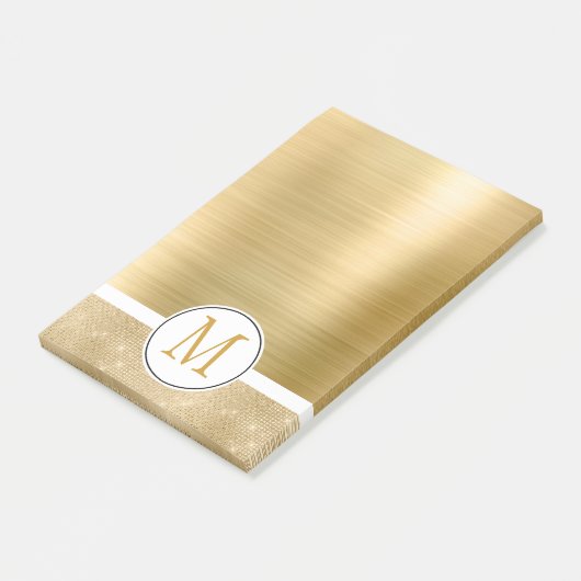 Gold Glam Sparkle Monogram Post-it® Notes (Schuin)