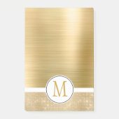 Gold Glam Sparkle Monogram Post-it® Notes (Voorkant)