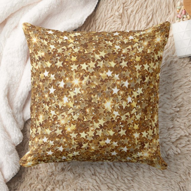 Gold Glam Sparkle Stars Kussen (Deken)