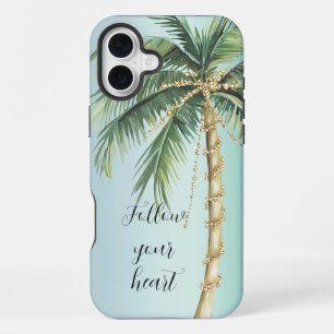 Gold Glam tropische palmboom iPhone 16 Plus Hoesje