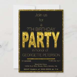 Gold Glam Uitnodiging van de partij Birthday