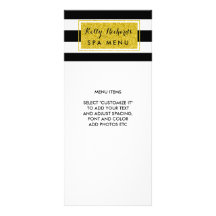 Gold Glamor Black White Stripes Salon Menu