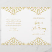 Gold  Glamor Elegance Fold Wedding Program (Voorkant)