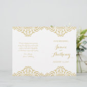 Gold  Glamor Elegance Fold Wedding Program (Staand voorkant)