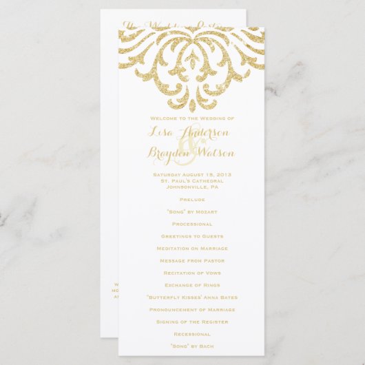 Gold  Glamor Elegance Wedding Program Programma (Voorkant / Achterkant)