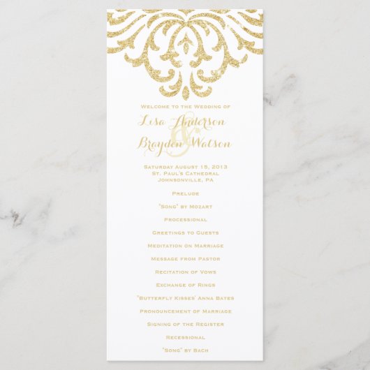 Gold  Glamor Elegance Wedding Program Programma (Voorkant)