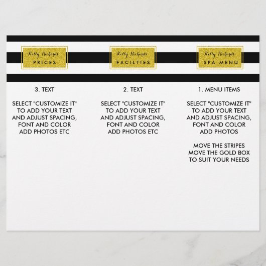 Gold Glamor Grandes noires Menu Salon Brochure (Devant)