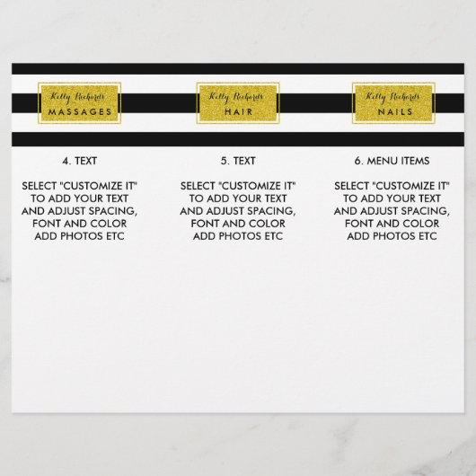 Gold Glamor Grandes noires Menu Salon Brochure (Dos)