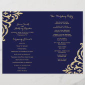 Gold  Glamor Navy Fold Wedding Program (Achterkant)