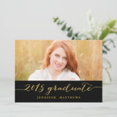 Gold Glamor Photo 2015 Graduation Party Invitation (Debout devant)