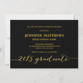 Gold Glamor Photo 2015 Graduation Party Invitation (Dos)