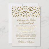Gold Glamour Glitter Confetti Wijzig de datum Kaart (Voorkant)