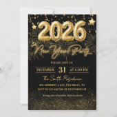 Gold Glitter 2026 New Year Party Invitation (Devant)