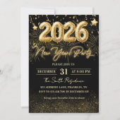 Gold Glitter 2026 New Year Party Invitation (Devant)