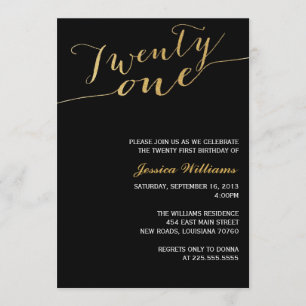 Gold Glitter 21st Birthday Party Kaart