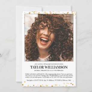 Gold Glitter 2 Photo Virtual Baby shower Kaart