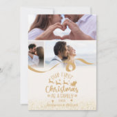 Gold Glitter 3 Photo Christmas Feestdagenkaart (Voorkant)