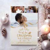 Gold Glitter 3 Photo Christmas Feestdagenkaart