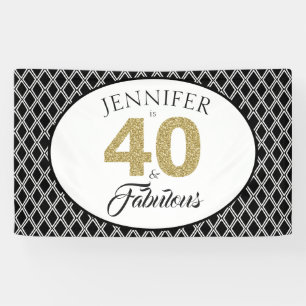 Gold Glitter 40 en Fabulous Custom 40th Birthday Spandoek